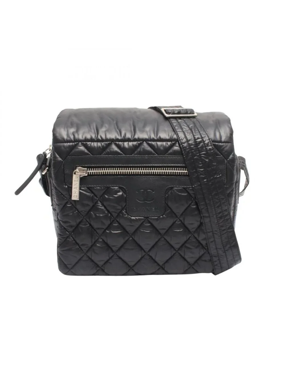 Chanel Shoulder Bag Coco Cocoon Small Messenger Black Nylon Leather